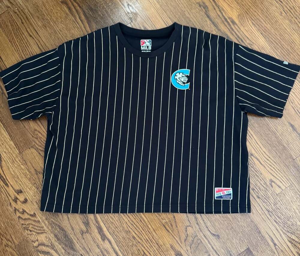 New Era MiLB Charlotte Knights Pinstripe T-Shirt Size XL Black